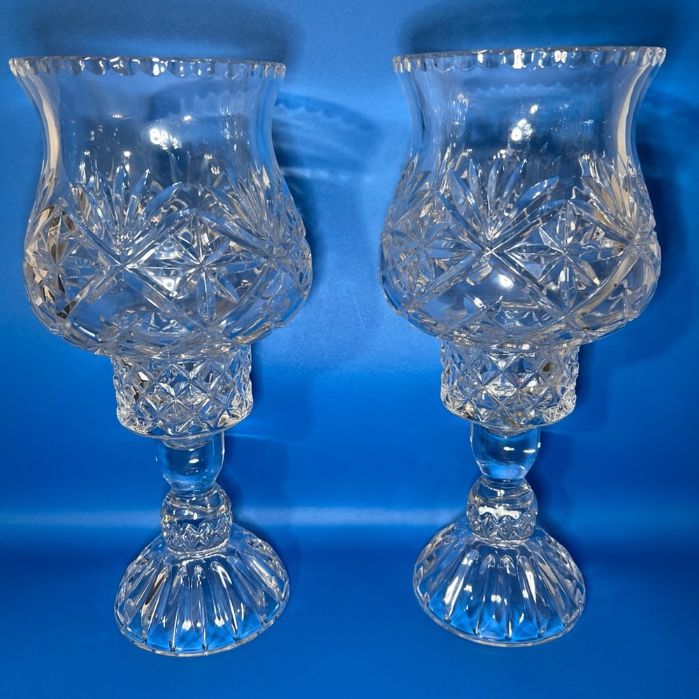 Elegant Crystal hurricane Candle Holders vintage